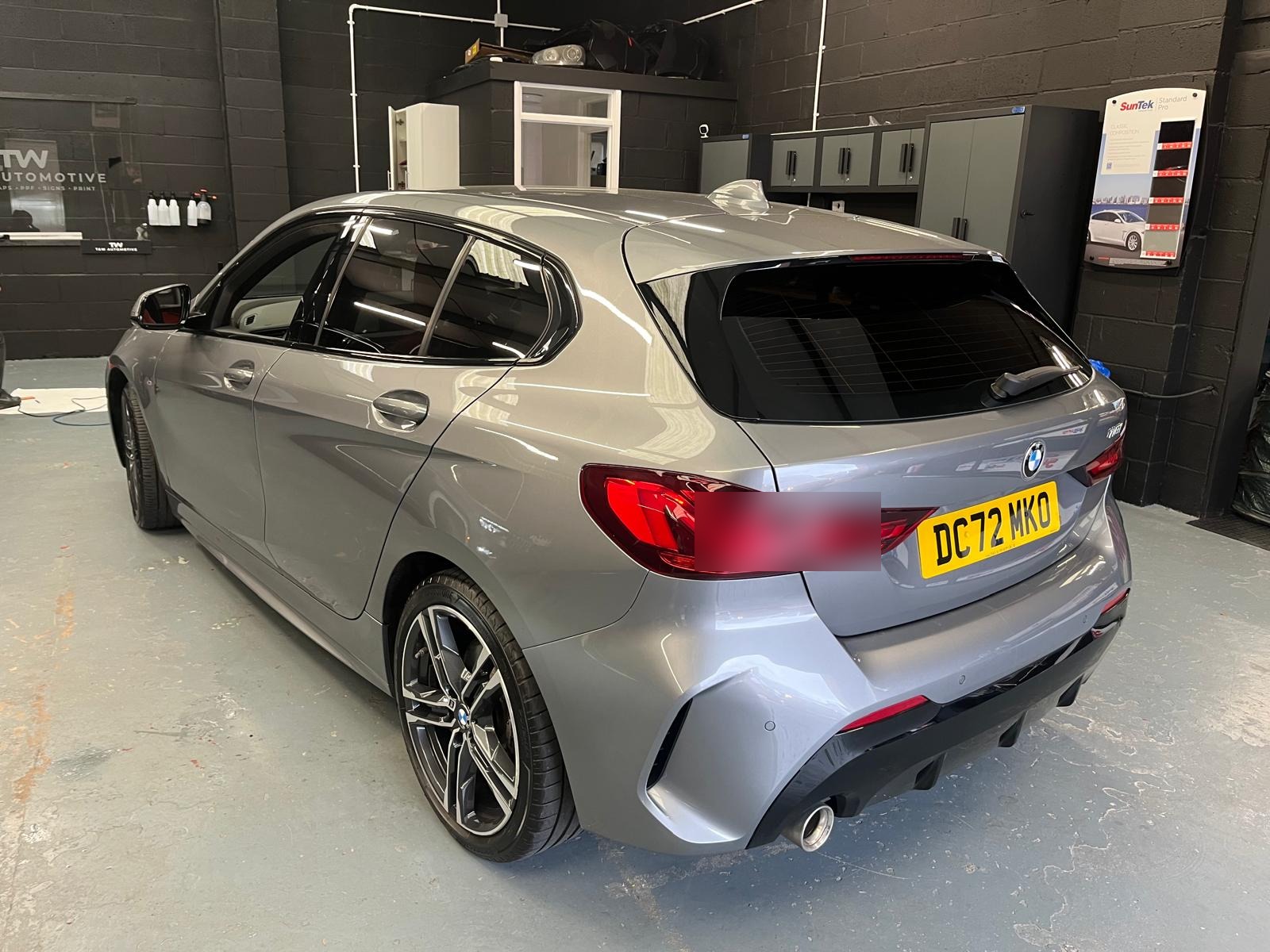 BMW with tinted rear windows
